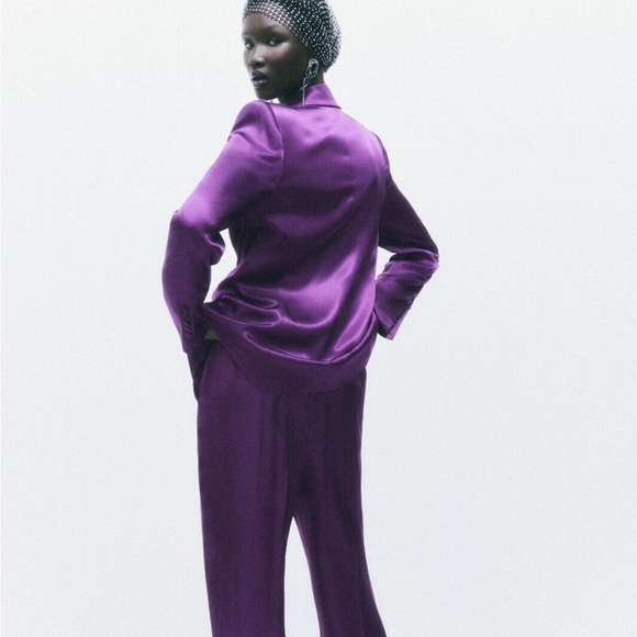 Zara Satin Effect Tie Front Blazer - Picture 12 of 13